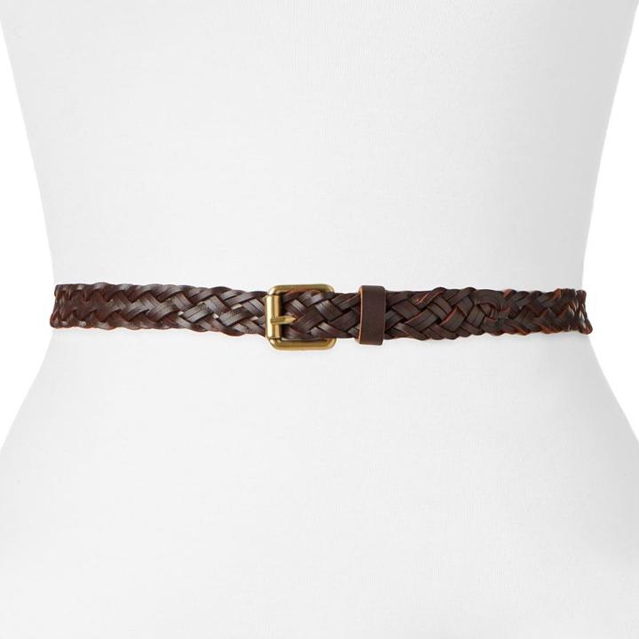 Sonoma Goods For Life&trade; Leather Braided Women's Skinny Belt, Size: Large, Med Brown