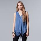 Women's Simply Vera Vera Wang Handkerchief Tank, Size: Xl, Blue (navy)