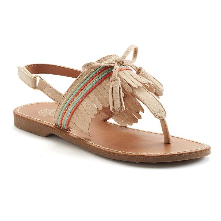 So&reg; Bramble Girls' Slingback Sandals, Girl's, Size: 4, Dark Beige