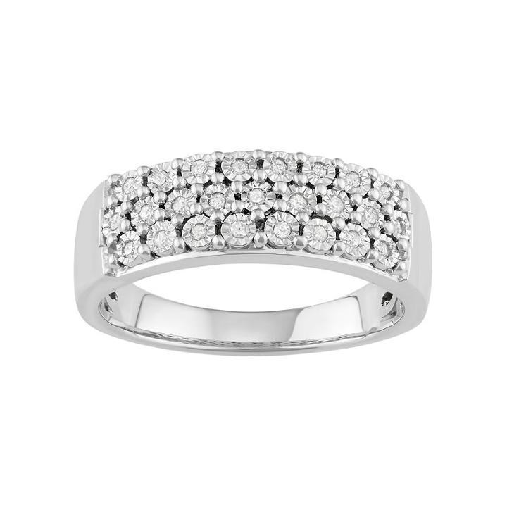Sterling Silver 1/8 Ct. T.w. Diamond Cluster Ring, Women's, Size: 7, White