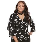 Juniors' Plus Size Candies&reg; Floral Ruffle Choker Top, Teens, Size: 3xl, Black