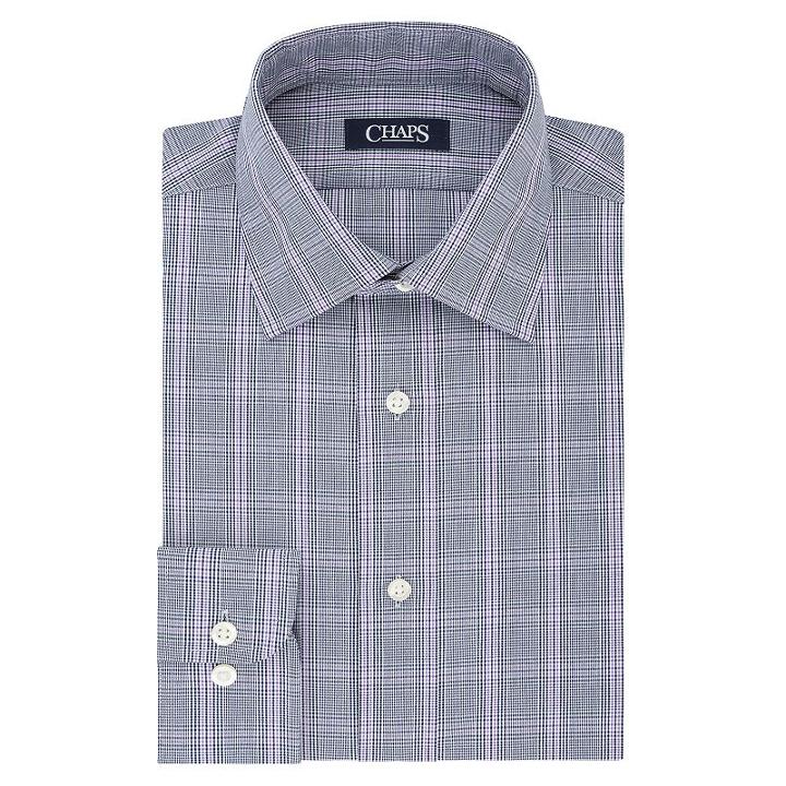 Men's Chaps Slim-fit No-iron Stretch-collar Dress Shirt, Size: 16.5-34/35, Blackwatch Plaid