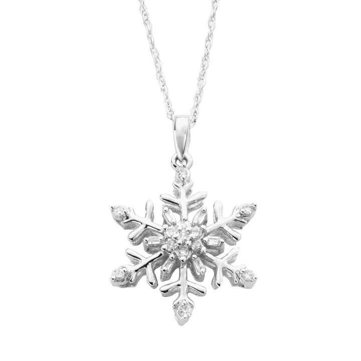 Diamond Petites 10k White Gold 1/10-ct. T.w. Diamond Snowflake Pendant, Women's