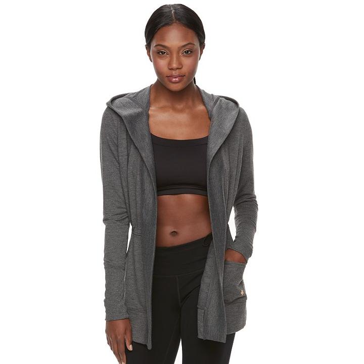 Women's Tek Gear&reg; Cinched-waist Hooded Wrap Top, Size: Medium, Med Grey