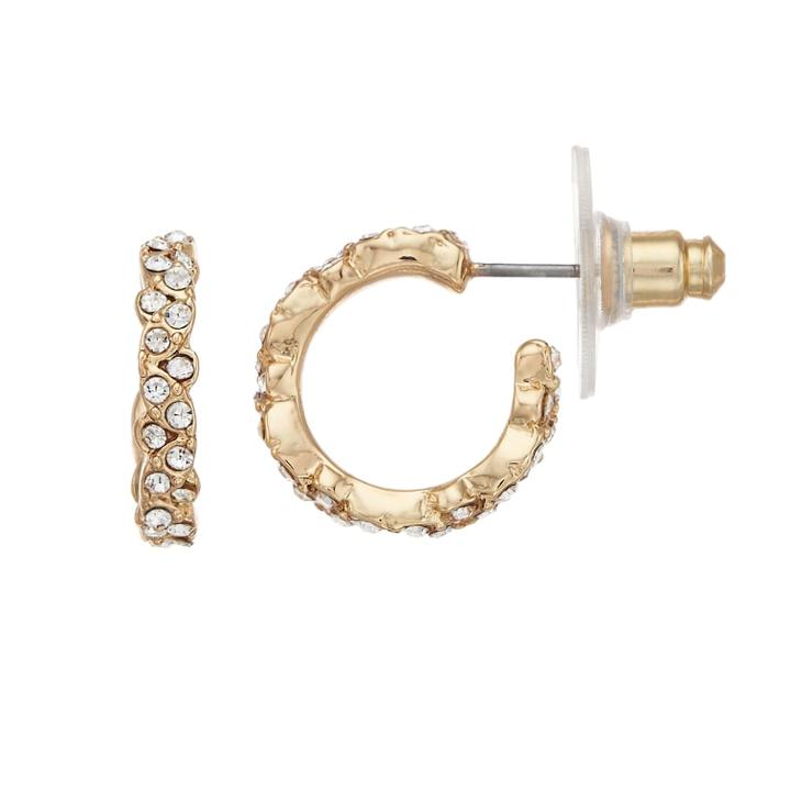 Lc Lauren Conrad Nickel Free Simulated Crystal Pave Hoop Earrings, Women's, Gold