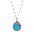 Tori Hill Sterling Silver Simulated Blue Opal & Marcasite Teardrop Pendant, Women's, Size: 18, Multicolor