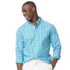 Men's Chaps Classic-fit Plaid Easy-care Poplin Button-down Shirt, Size: Large, Blue