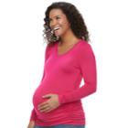 Maternity A:glow Ruched Scoopneck Tee, Women's, Size: M-mat, Dark Pink