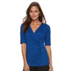 Women's Dana Buchman Printed Surplice Top, Size: Medium, Blue