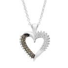 Silver Luxuries Silver-plated Marcasite & Crystal Heart Pendant, Women's, White