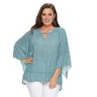 Plus Size Dana Buchman Kimono Sleeve Top, Women's, Size: 3xl, Turquoise/blue (turq/aqua)