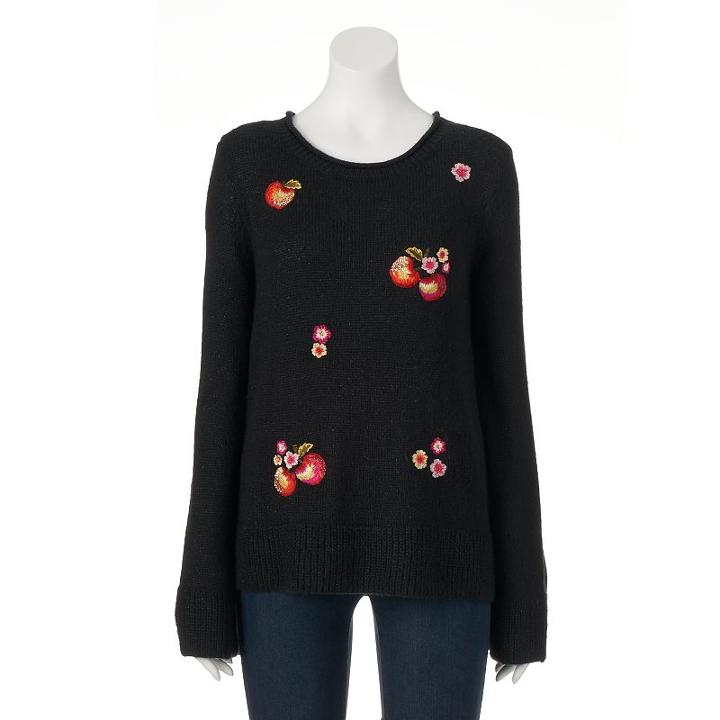 Disney's Snow White A Collection By Lc Lauren Conrad Apple Boatneck Sweater, Women's, Size: Xs, Black