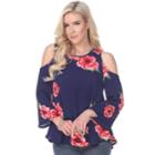 Women's White Mark Cold-shoulder Top, Size: Large, Blue (navy)