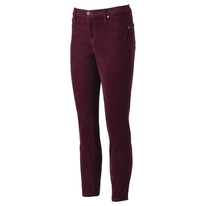 Juniors' Joe B Velvet Skinny Pants, Girl's, Size: 3, Dark Red