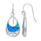 Sterling Silver Lab-created Blue Opal Openwork Teardrop Earrings, Women's