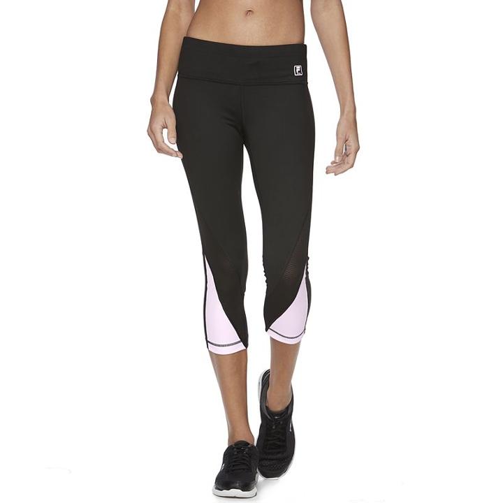 Women's Fila Sport&reg; Mesh Printed Yoga Capris, Size: Xl, Light Pink