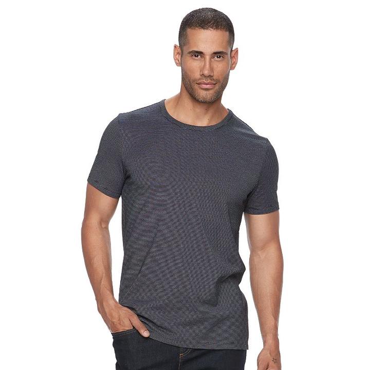 Men's Apt. 9&reg; Texture-striped Stretch Tee, Size: Small, Black