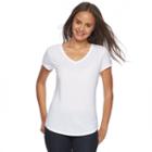 Juniors' So&reg; Short Sleeve V-neck Tee, Girl's, Size: Large, White