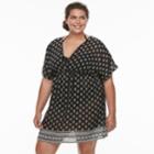 Plus Size Apt. 9&reg; Printed Chiffon Cover-up, Women's, Size: 2xl, Grey