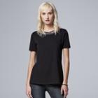 Women's Simply Vera Vera Wang Rhinestone Embellished Tee, Size: Xl, Black