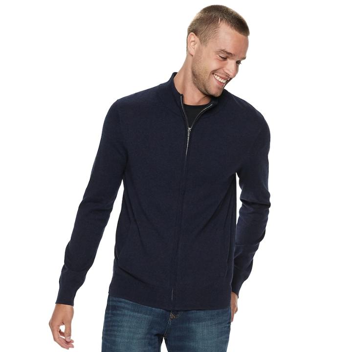 Men's Marc Anthony Slim-fit Full-zip Mockneck Sweater, Size: Xl, Blue