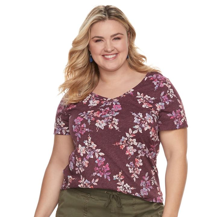 Plus Size Sonoma Goods For Life&trade; Essential V-neck Tee, Women's, Size: 3xl, Drk Purple