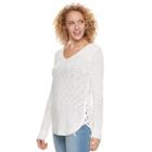 Juniors' Pink Republic Lace-up Side Sweater, Teens, Size: Medium, Natural