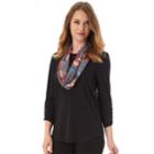 Women's Apt. 9&reg; Ruched Tee & Scarf Set, Size: Small, Black