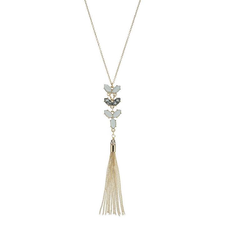 Lc Lauren Conrad Long Tassel Marquise Pendant Necklace, Women's, Gold