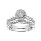 Cherish Always 10k White Gold 1/3 Carat T.w. Diamond Halo Engagement Ring Set, Women's, Size: 7