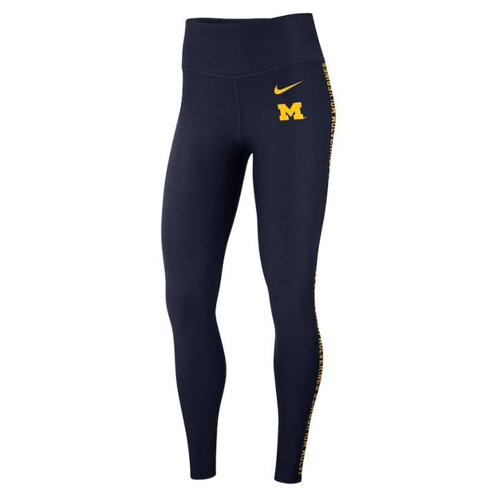 Women's Nike Michigan Wolverines Dri-fit Leggings, Size: Xxl, Blue (navy)