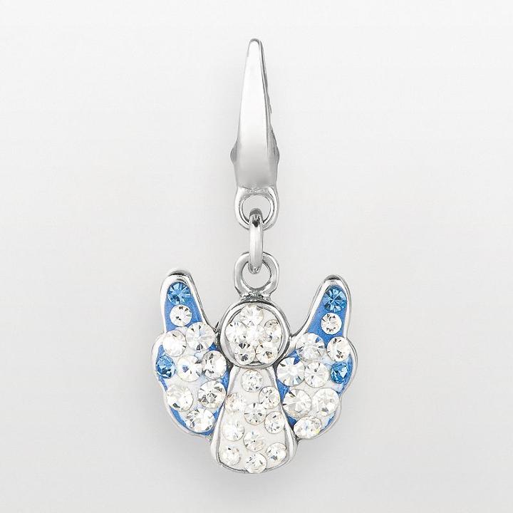 Sterling Silver Crystal Angel Charm, Women's, White