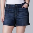 Plus Size Simply Vera Vera Wang Slit Jean Shorts, Women's, Size: 16 W, Blue (navy)