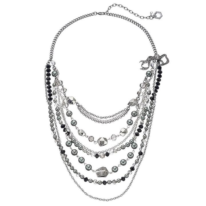 Simply Vera Vera Wang Two Tone Beaded Swag Necklace, Women's, Med Grey