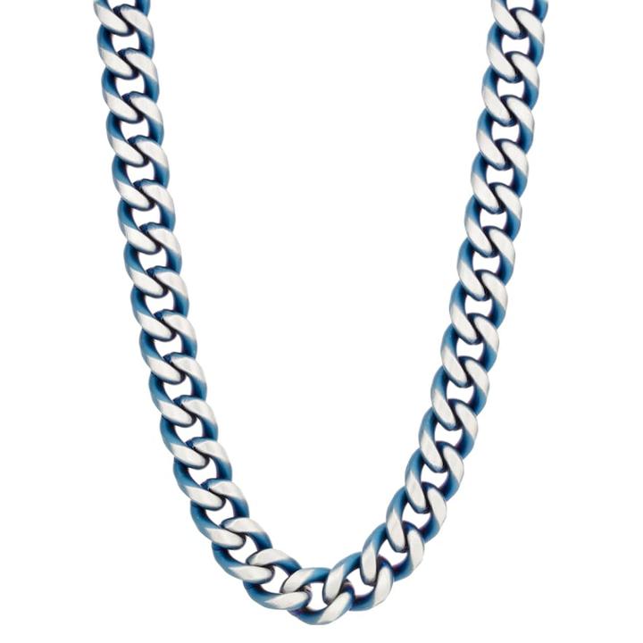 Lynx Men's Blue Ion Plated Stainless Steel Curb Chain Necklace, Size: 24