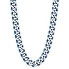 Lynx Men's Blue Ion Plated Stainless Steel Curb Chain Necklace, Size: 24