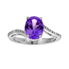 Sterling Silver Amethyst And Diamond Accent Oval Ring, Women's, Size: 7, Purple