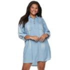 Juniors' Plus Size So&reg; Chambray Utility Shirtdress, Teens, Size: 3xl, Light Blue