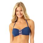 Women's Cole Of California Geometric Bandeau Bikini Top, Size: Small, Blue (navy)