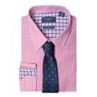 Men's Nick Dunn Modern-fit Patterned Easy-care Spread-collar Dress Shirt & Tie Set, Size: S 34/35, Pink