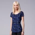 Women's Simply Vera Vera Wang Printed Scoopneck Tee, Size: Medium, Dark Blue