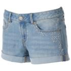 Juniors' So&reg; Embellished Cuffed Jean Shortie Shorts, Girl's, Size: 5, Med Blue