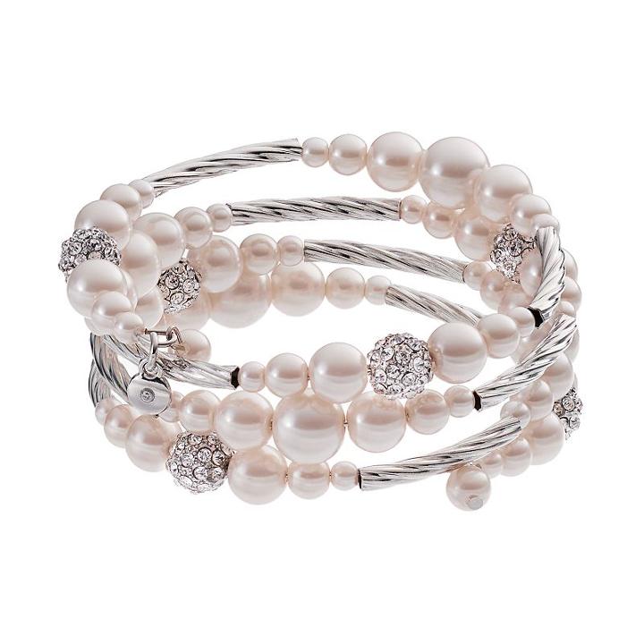 Croft & Barrow&reg; Twisted Tube Simulated Pearl Coil Bracelet, Women's, Multicolor
