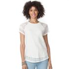 Women's Chaps Lace Overlay Top, Size: Xs, White