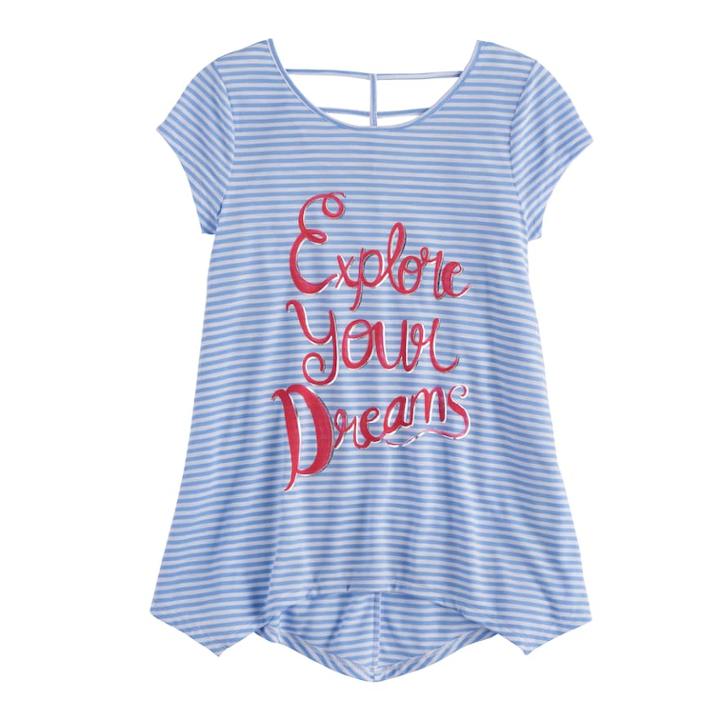 Girls 7-16 & Plus Size So&reg; Cage-back Printed Legging Tee, Size: 12, Blue (navy)