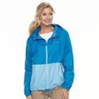 Women's Columbia Hooded Rain Jacket, Size: Medium, Light Blue