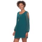 Juniors' Lily Rose Split Sleeve Shift Dress, Teens, Size: Large, Med Green