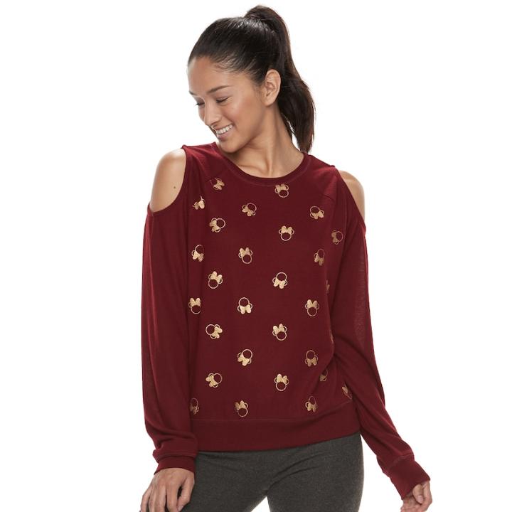Disney's Minnie Mouse Juniors' Cold-shoulder Sweatshirt, Teens, Size: Xs, Drk Purple