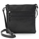 R & R Leather Piped Crossbody Bag, Women's, Black
