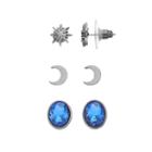 Blue Oval, Crescent & Starburst Stud Earring Set, Women's